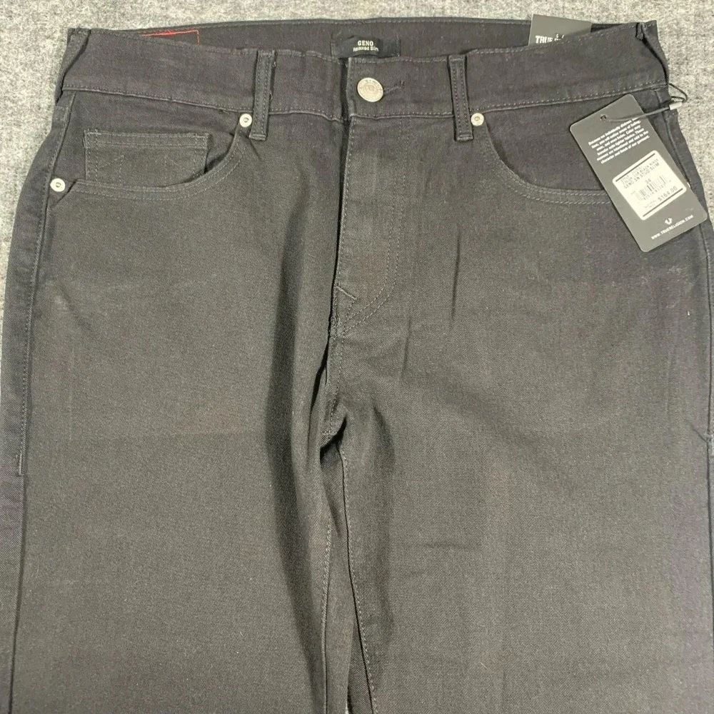 True Religion Jeans‎ Mens 34 Black Denim Geno Relaxed Slim Studded Stretch $164